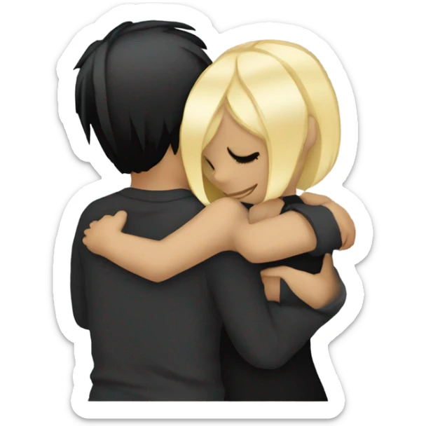 Emo couple hugging  guy with emo hair black hair girl with blonde hair sticker