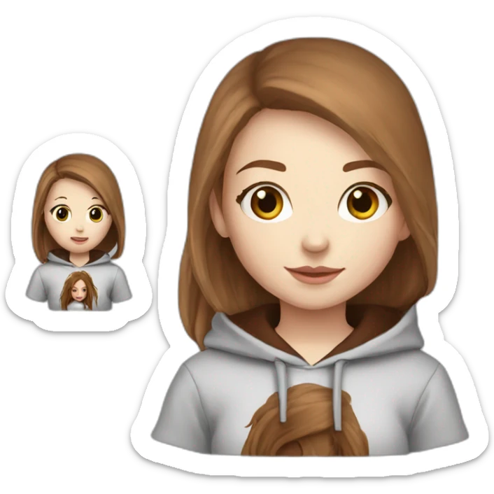 pale skin and long marron hair girl hoodie sticker