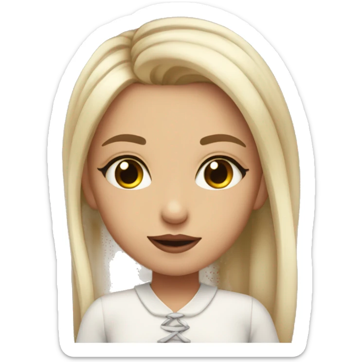 girls with karmi eyes and dark aolos, long eyelashes and two hairpins on the sides sticker