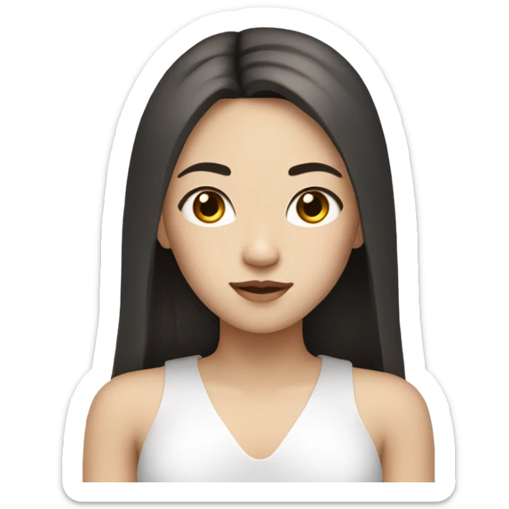girl with white skin asian with black eyes and light brown straight long hair with rings in ears sticker
