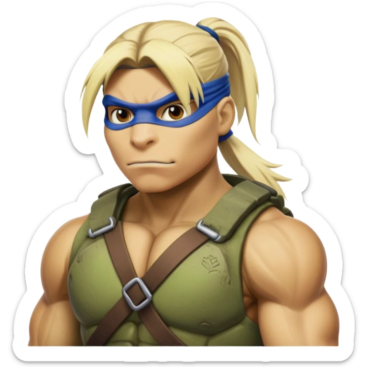 Hun from Teenage Mutant Ninja Turtles, large muscular gang leader with blonde ponytail sticker