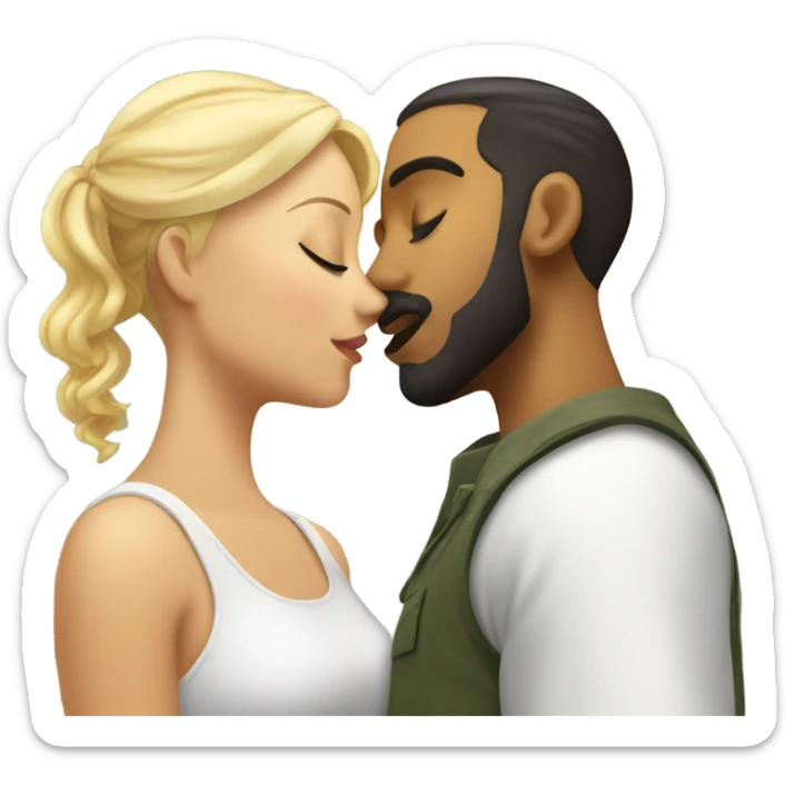 Puerto rican beard short hair with blonde girl kissing  sticker
