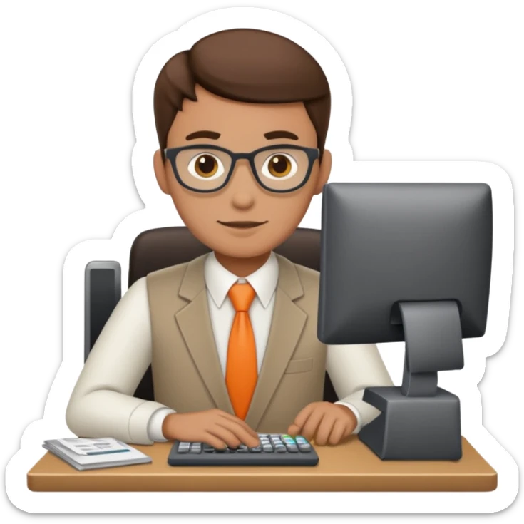 imagenes de una contador en caricatura, con una computadora y mencione conta 365 sticker