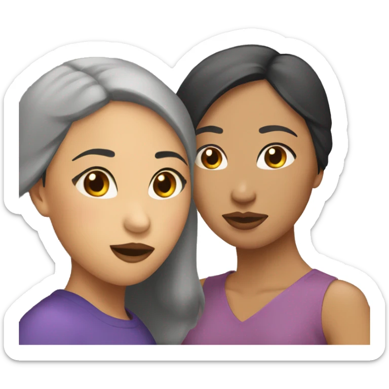 asian woman and latina woman kissing sticker