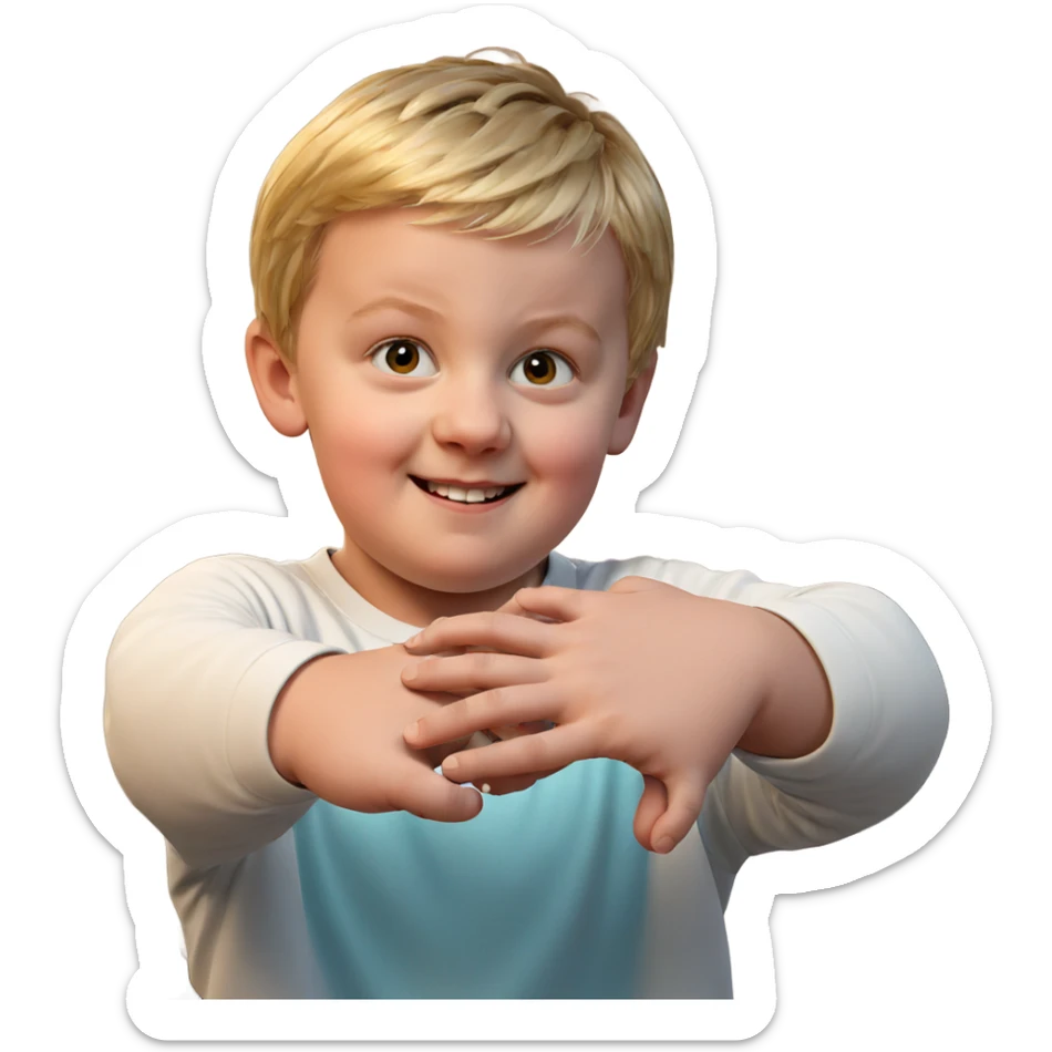 smiling blonde boy indoors sticker