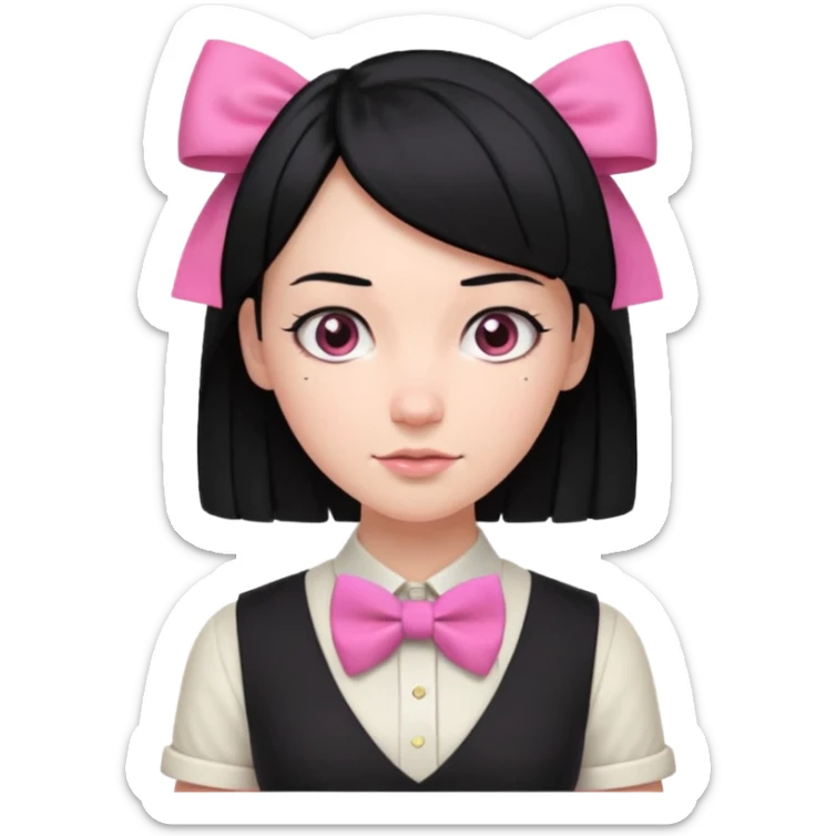 In A Clash Of Clans Aesthetic black hair woman with pink bowtie sticker