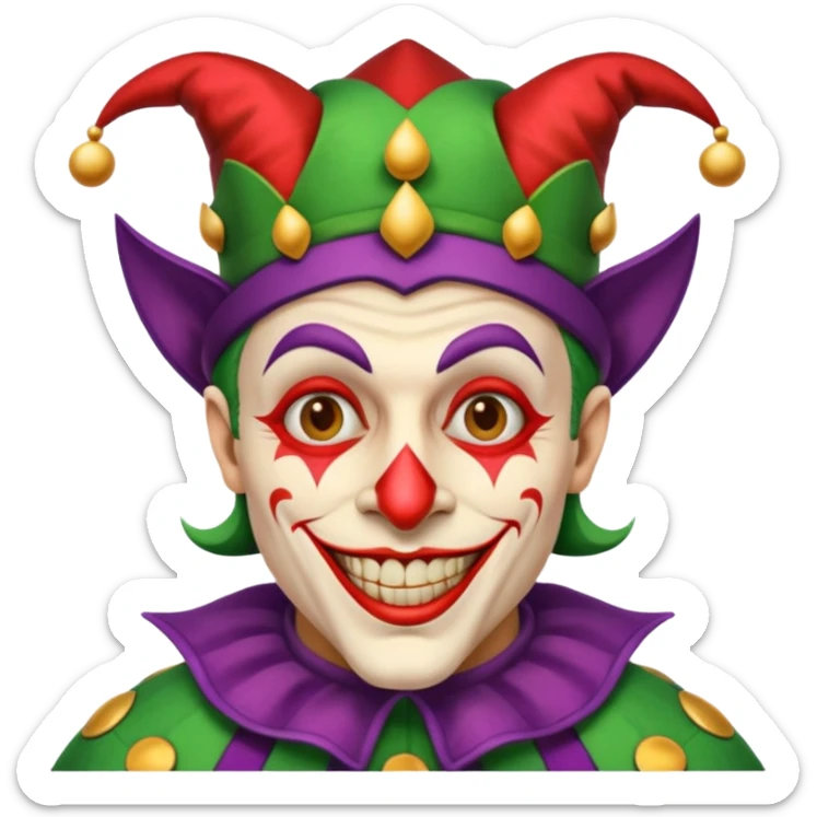 crazy funny colorful human jolly joker, medieval, vintage, court jester, mac os icon sticker