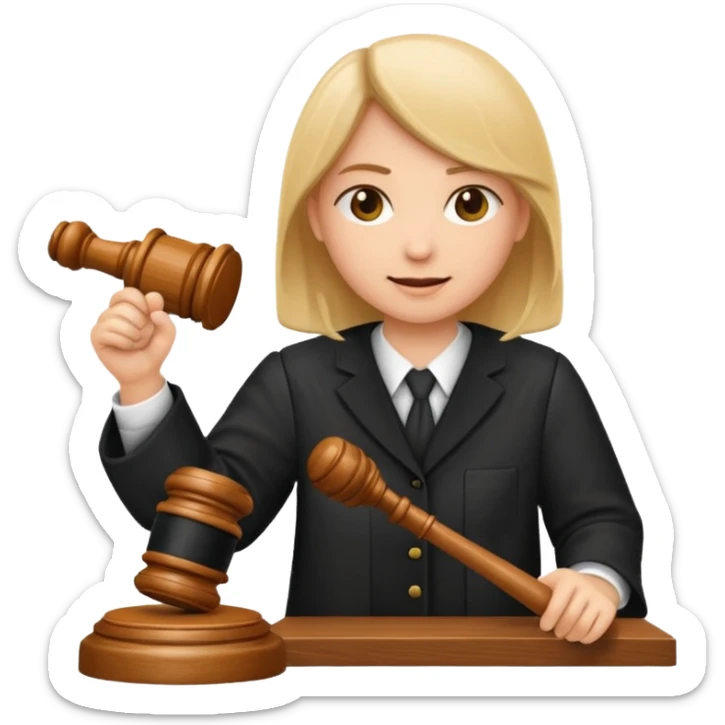 draw an emoji of a judge banging a gavel on the table  sticker