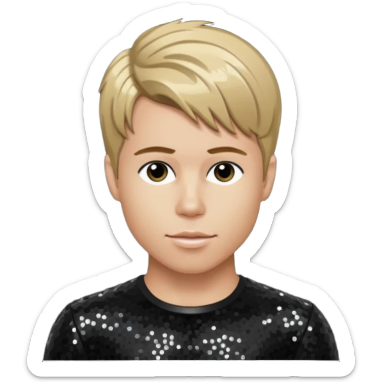 Ashley Parker Angel from O-Town with dark blonde hair, black sequin outfit sticker