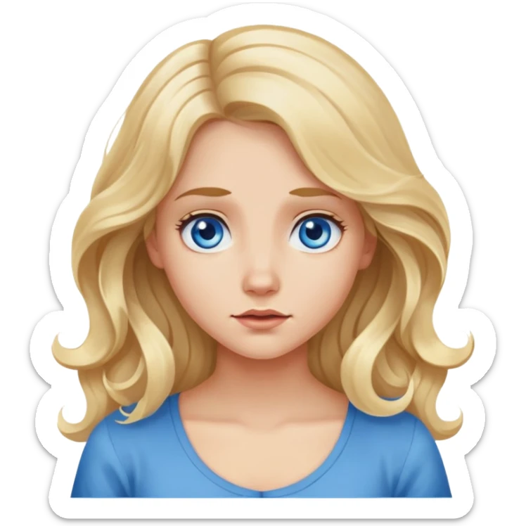 long wavy blonde hair blue eyes girl shrugging shoulders sticker