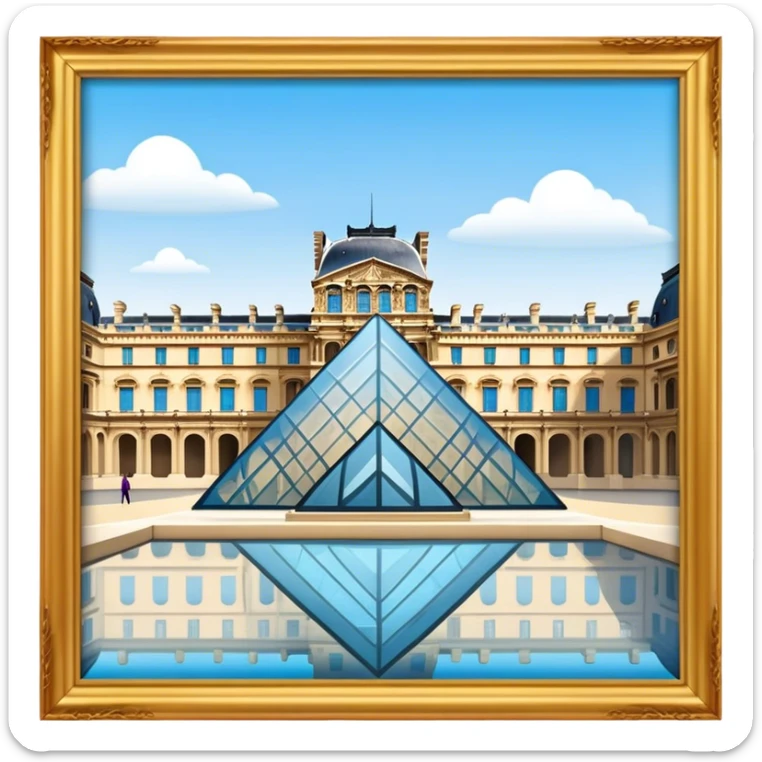 Louvre Museum Landmark Emoji – Showing the glass pyramid entrance with the historic palace in the background. sticker