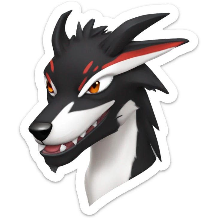 Black Cool Edgy Sergal-Houndoom-Fakémon  with White and Red Edgy markings sticker