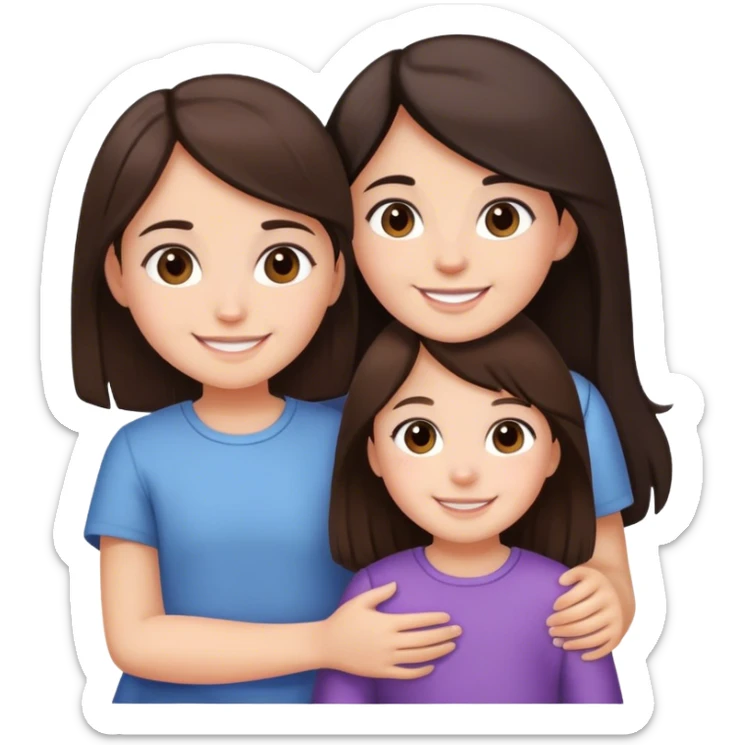 Big sister and little sister with dark brown hair sticker
