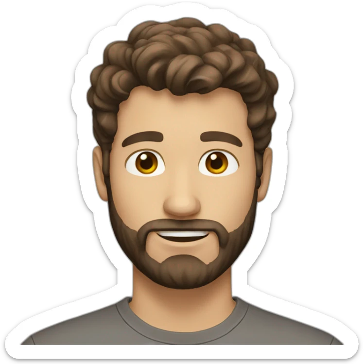 Guy with brown hair beard sticker