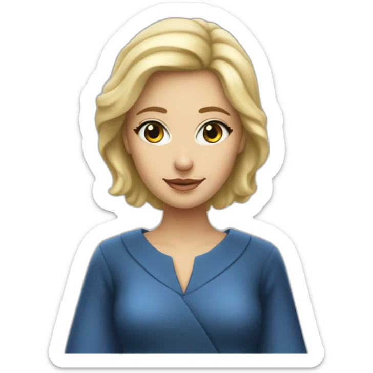 une femme blonde aux yeux bleus avec une robe d'avocate sticker