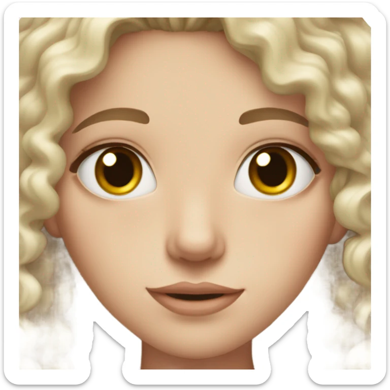 pale girl with curly dark brown hair and hazel eyes sticker