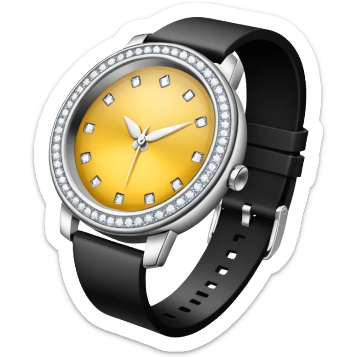 Crie um relógio de pulso prateado cravejado de diamantes brilhantes sticker
