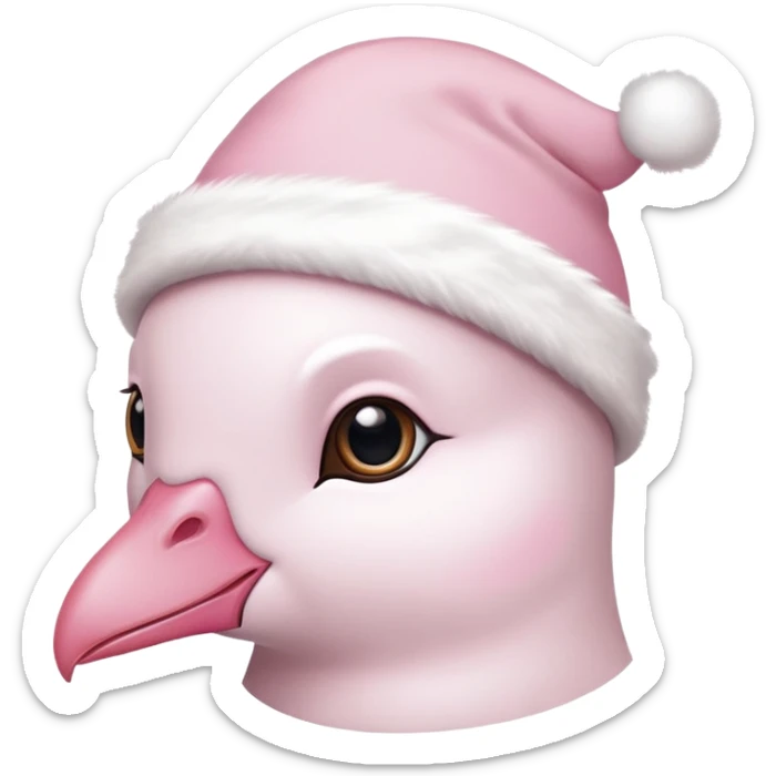 light pink beautiful magestic dove wearing light pink and white christmas hat  sticker