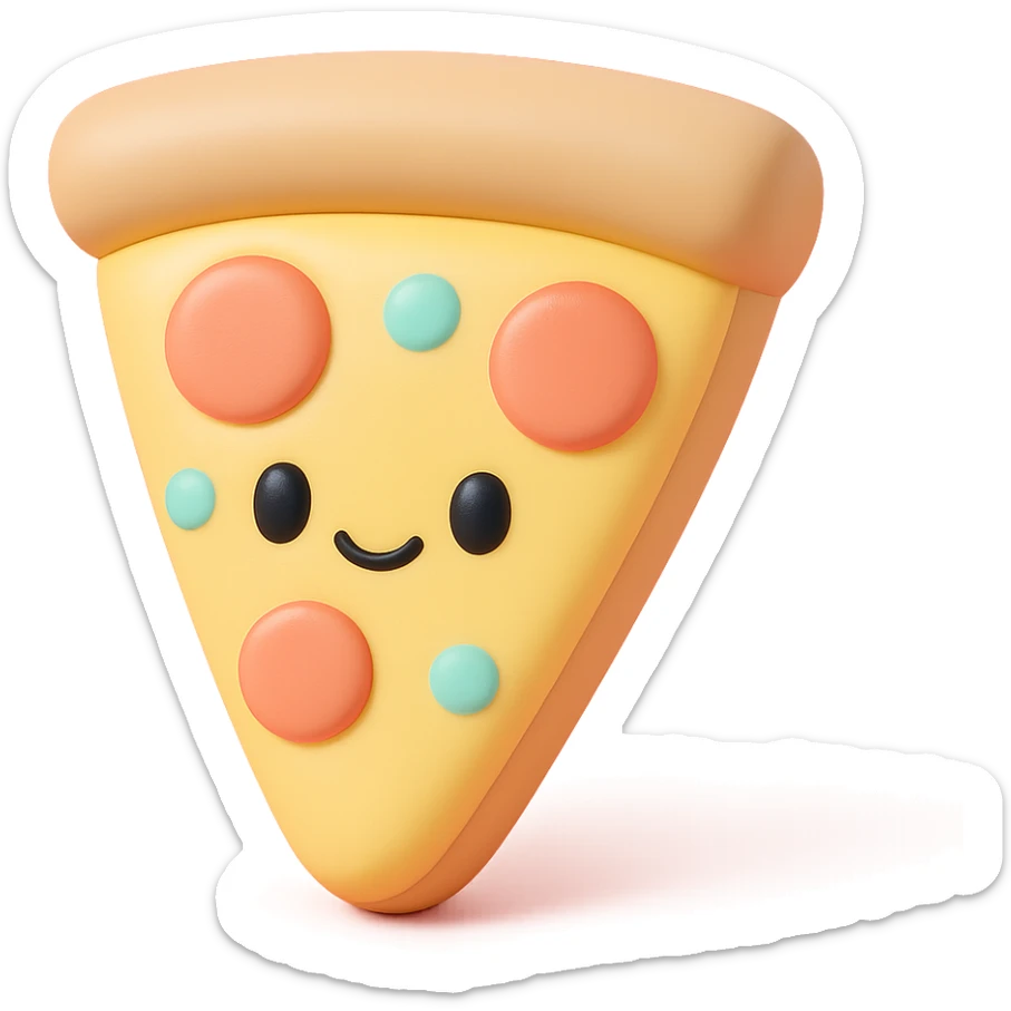 plushie style slice of pizza, vinyl figure look, soft toy details sticker