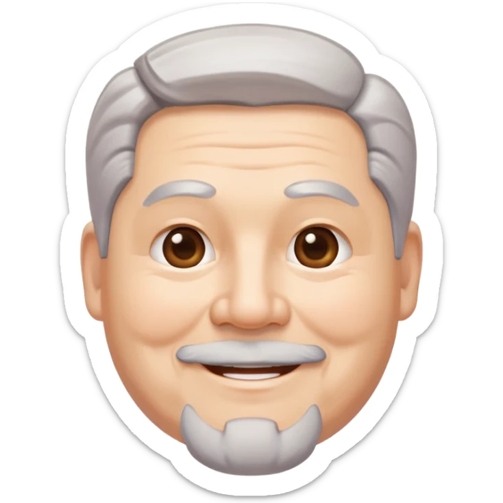 "- Nam
- 50 tuổi
- Da trắng, có nếp nhăn nhẹ
- Tóc xám
- Cười mỉm, mặt mũm mĩm, râu quai nón
" sticker
