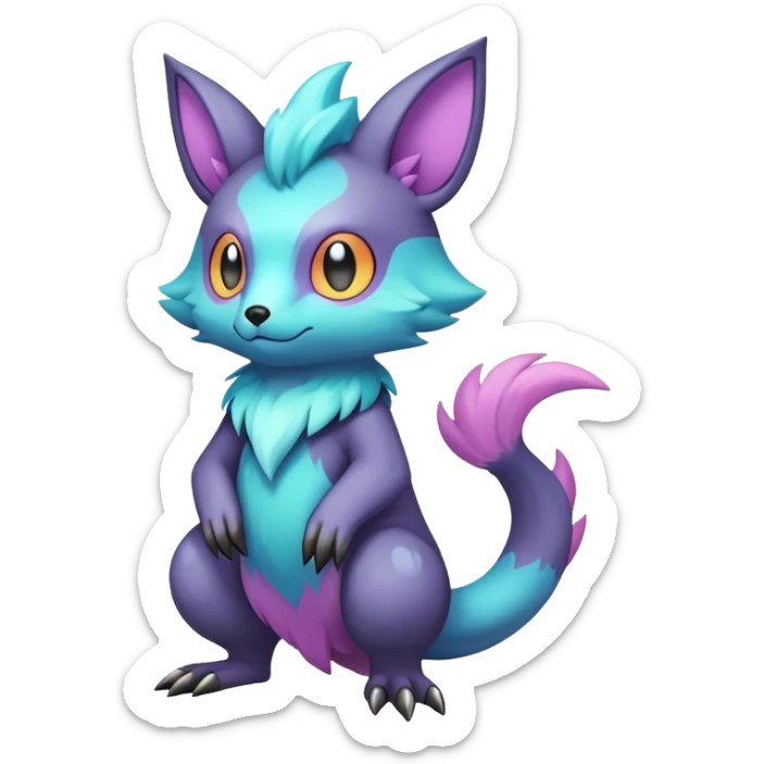 cool colorful dark pastel fantasy animal hybrid Fakemon full body sticker