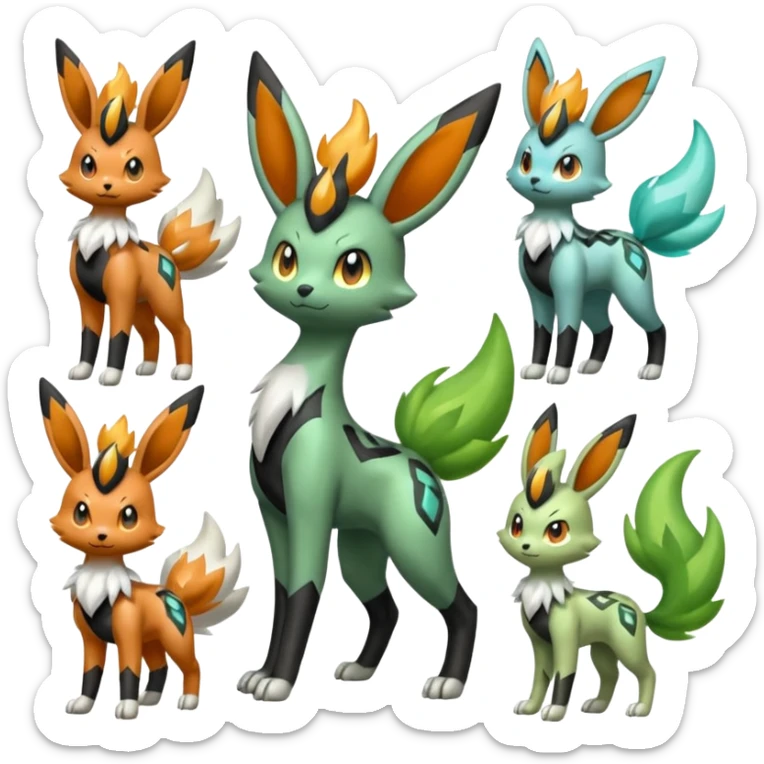 Meloetta-Zygarde-Flareon-Electrike-Virizion-Manectric-Fakémon-fusion, full body sticker
