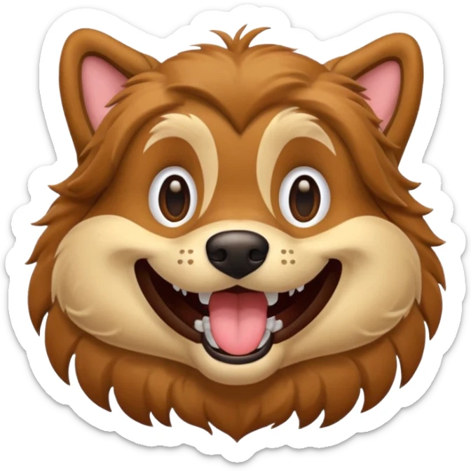 Dog with big smiling mouth but no teeth. Base the image off of the character "DogDay" sticker
