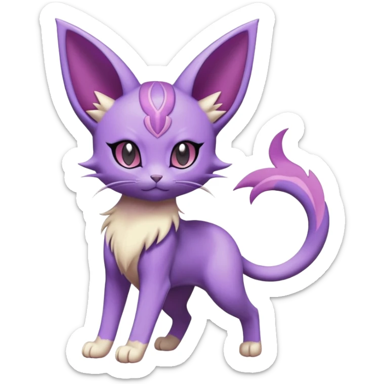 Purrloin-Espeon-Skitty-Pokémon-Fakémon-hybrid-creature (full body) sticker