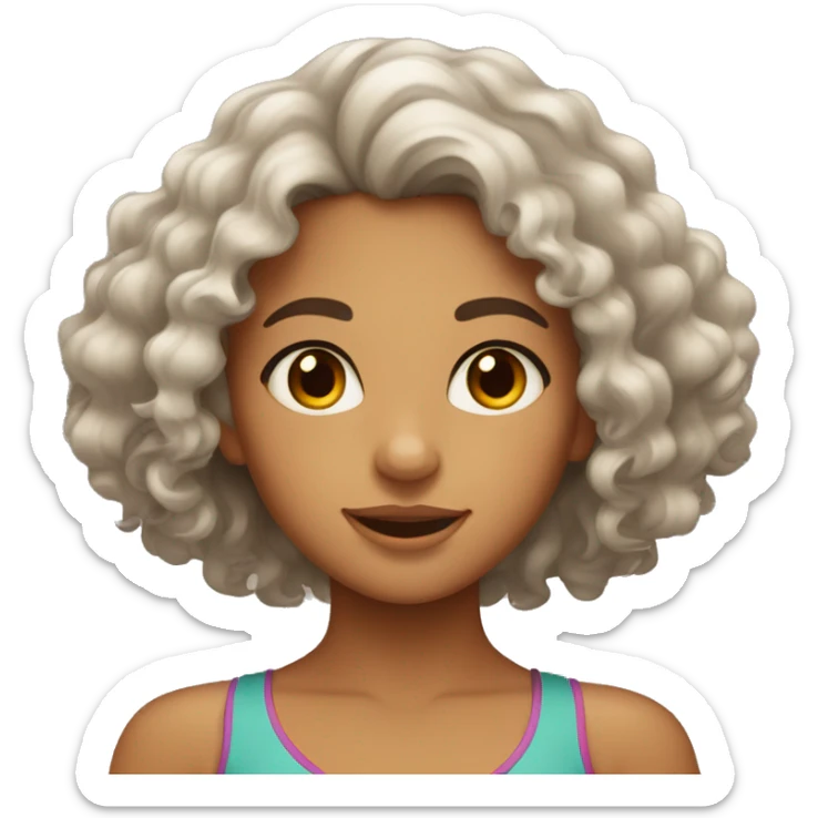 A girl with curly hair and brown eyes and tanned skin from North Africa  sticker
