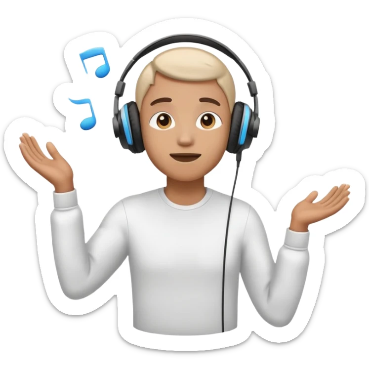 Persona coñ cascos de escuchar música flotando yendo al cielo  sticker