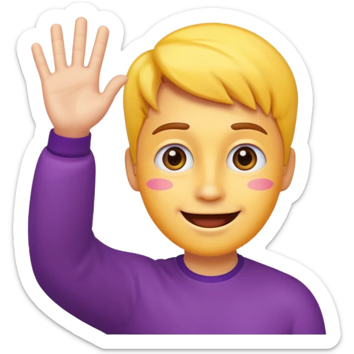Andy as a playful emoji character, waving hand, bright colors, cartoonish features sticker