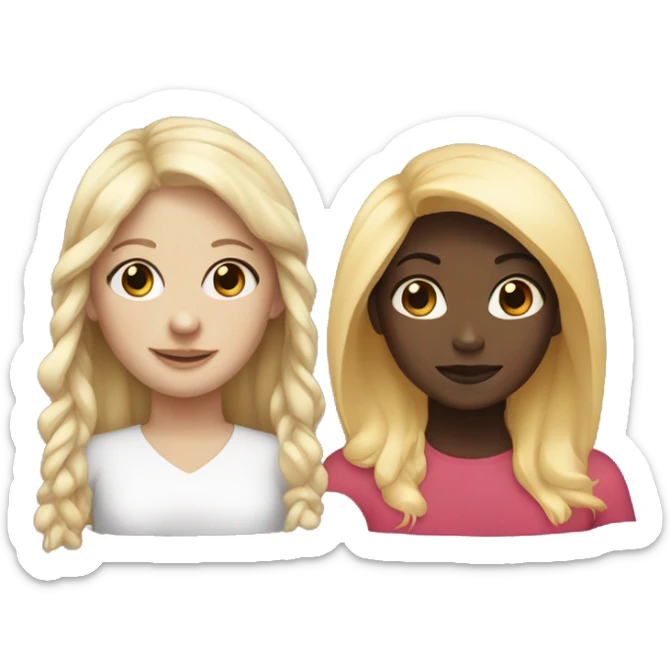 Black girl and blonde white girl sticker