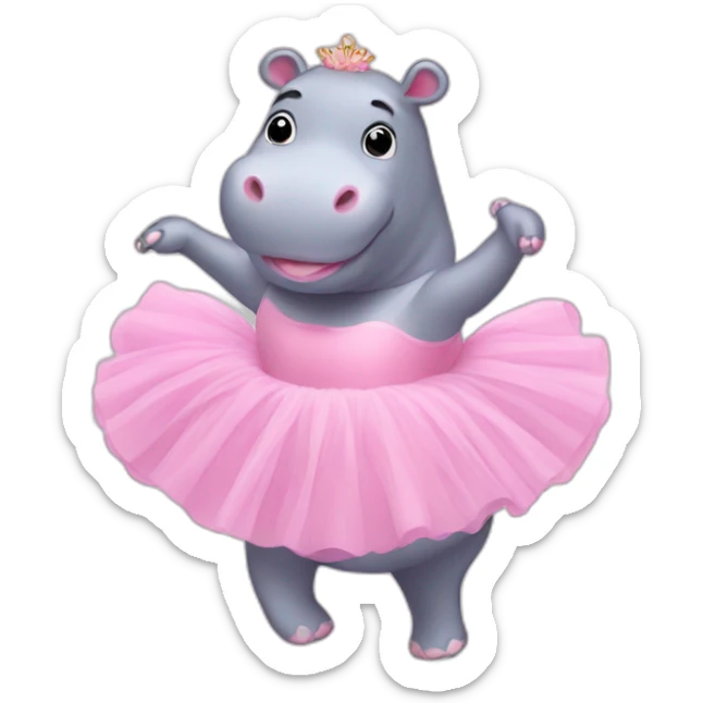 ballerina hippo sticker