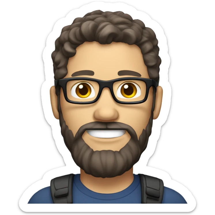 white male with dark brown beard and hair, glasses, and gaming headset, head and shoulders only sticker
