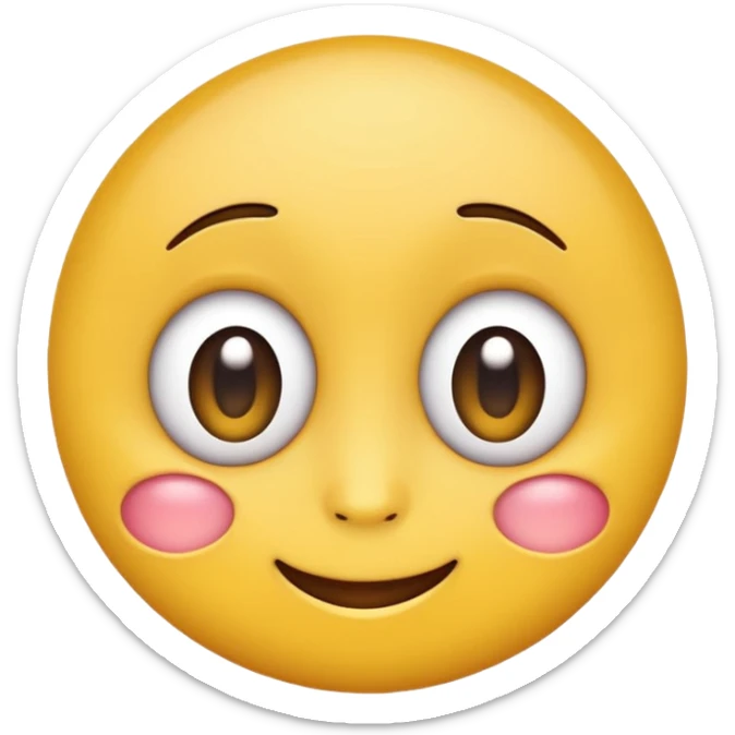 A round yellow emoji face with big eyes, a small smile, and a drop of drool coming from its mouth, in the style of modern phone emojis, clean vector design, flat shading, centered on a plain white background. sticker