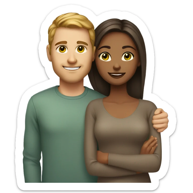 Couple, mixed race girl with brown eyes and white man with light brown hair and green eyes  sticker