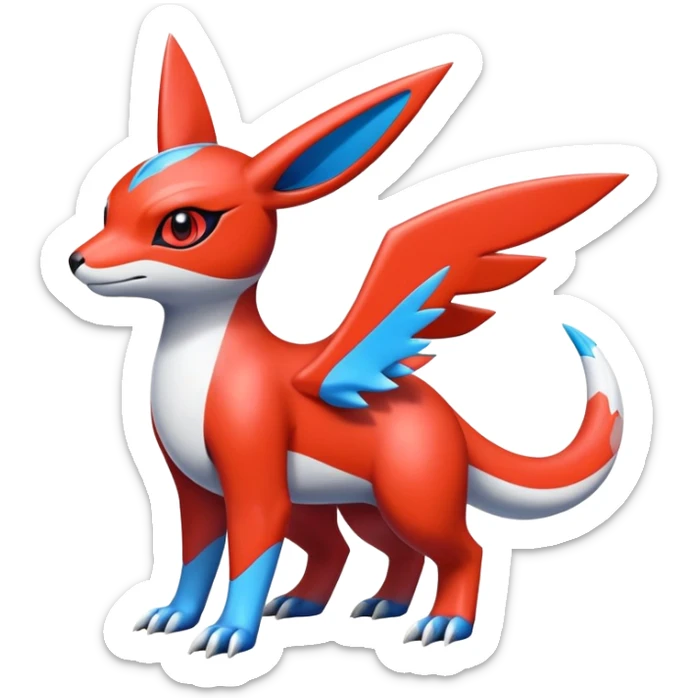  Cute Shiny Exotic Colorful Guilmon-Latias-Koraidon-Umbreon-Fakémon-hybrid-creature (full body)  sticker