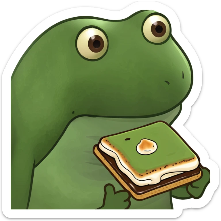 Um emoji de um biscoito com chocolate em cima, como se fosse smores, mas sem o marshmallow sticker
