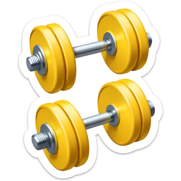 Generate a high-quality emoji of a yellow dumbbell, realistic color and shading, smooth gradient colors, no facial features, no brand markings, simple white background, high-resolution.
 sticker