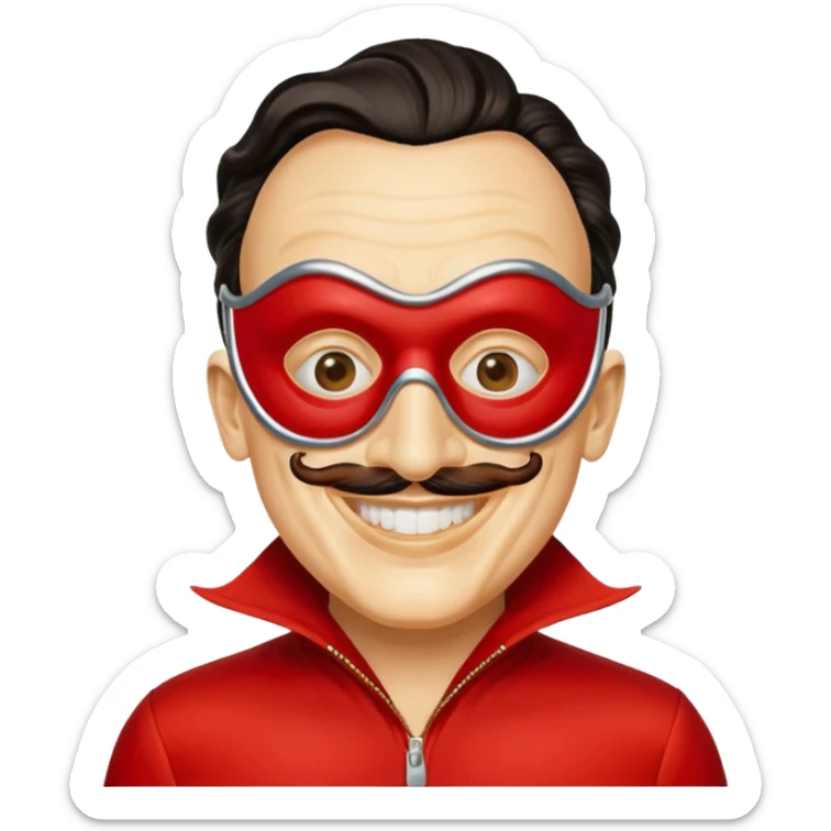 Emoji de la película La casa de papel máscara y la ropa rojo y la máscara color crema  realista  sticker