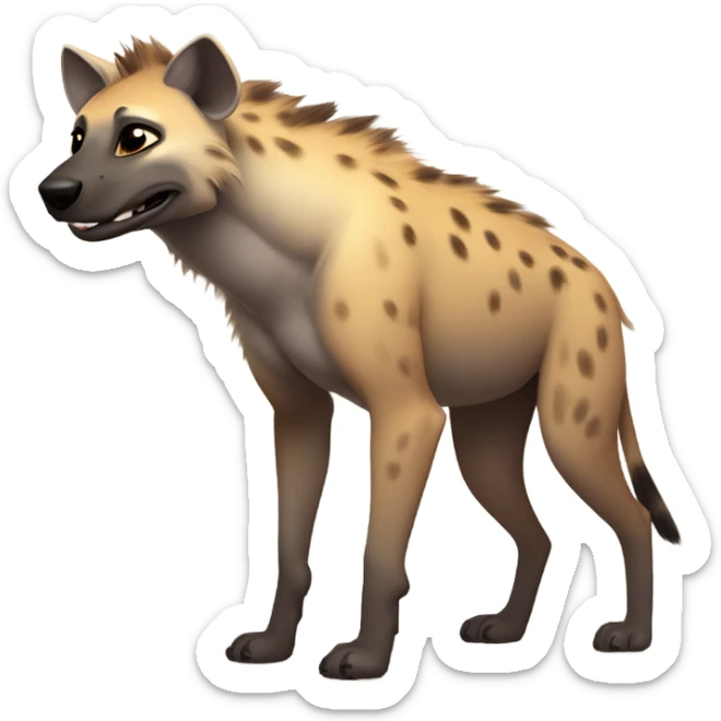 Gay shirtless male hyena muscular, pecs, sunshine, full body,  sticker