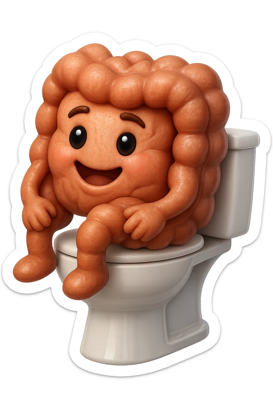 EMOJI STILE IPHONE 3D DI intestino felice seduto sul wc  FALLO MOLTO REALISTICO IN 3D sticker
