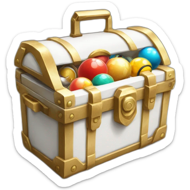 Pokemon Game LootCase White Color Rich Treasure Legendary Epic Pokeballs and Pokemons Inside sticker