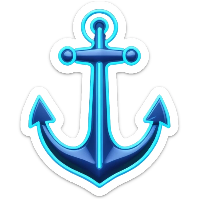 A neon futuristic cyberpunk anchor outline, that would be made of neon tubing on a sign sticker