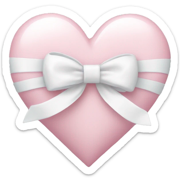 Pastel pink heart with white bow sticker