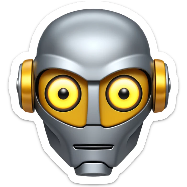 Prompt 13: "…how AI will change the job market."
Graphic: 🤖 Robot head icon (white) glowing yellow eyes.
Animation: Robot pulses with glow.
Background: Transparent.
 sticker