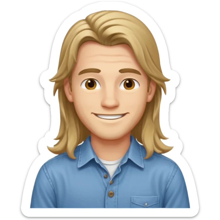 homme jeune cheveux long avec le sourire style européen sticker