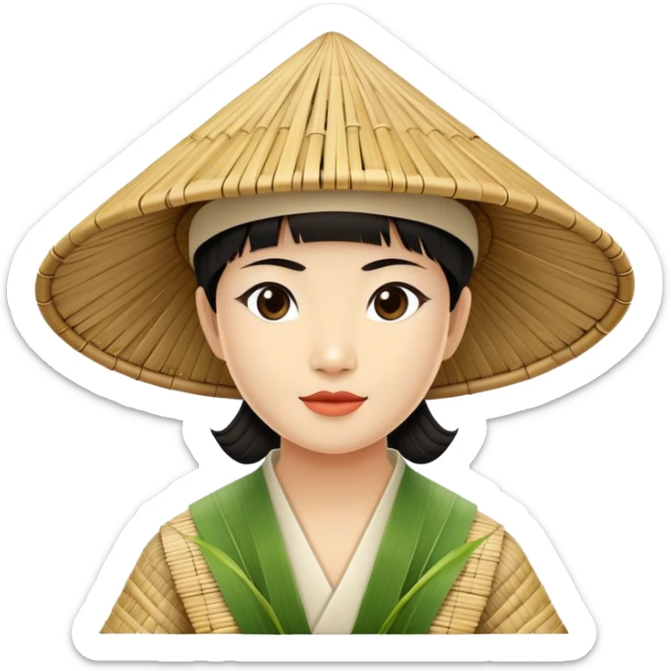 ​Cinematic Realistic Traditional Vietnamese Nón Lá, depicted as a delicately crafted conical hat made of bamboo and palm leaves with subtle texture and natural wear, evoking authentic cultural heritage, please show the hat only sticker
