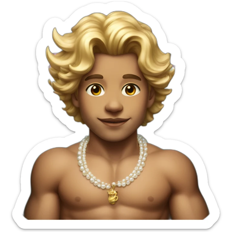 Posh-muscle-boy-with-unicorn-hair-and-pearl-necklace-in-golden-bathtub sticker