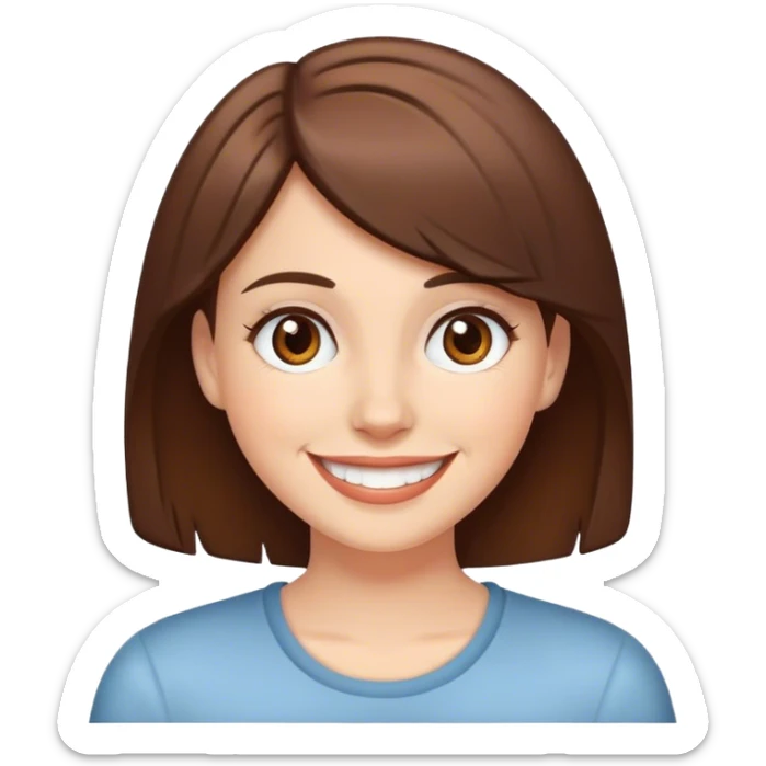 White girl with a big smile short brown hair and brown eyes  sticker